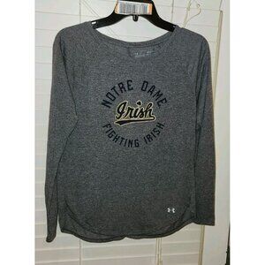 NOTRE DAME Fighting Irish Under Armour Sleeve Shirt Women's SMALL split back..B6